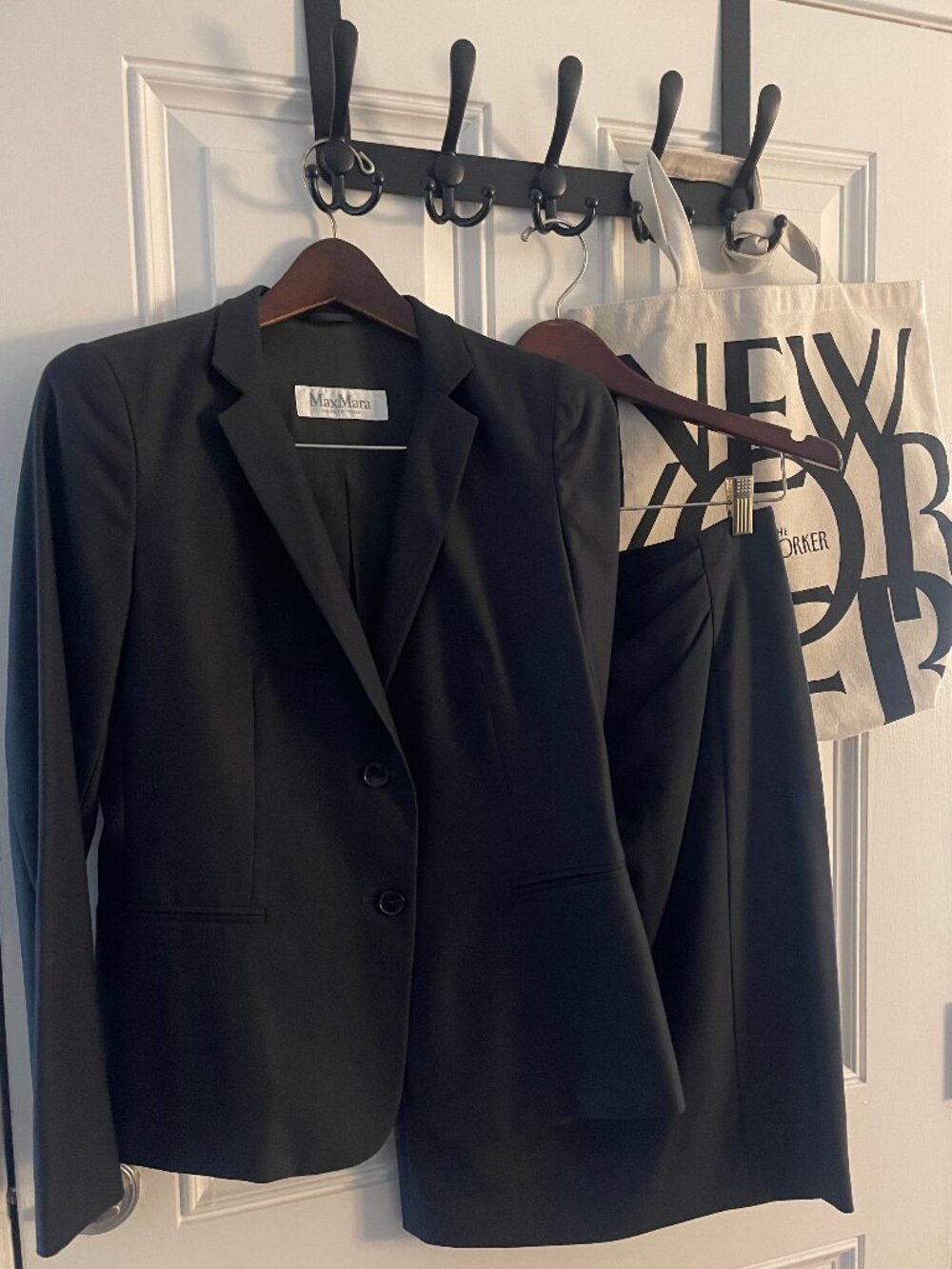 MaxMara Timeless Skirt Suit | Charcoal Grey Wool Blend | Size 8